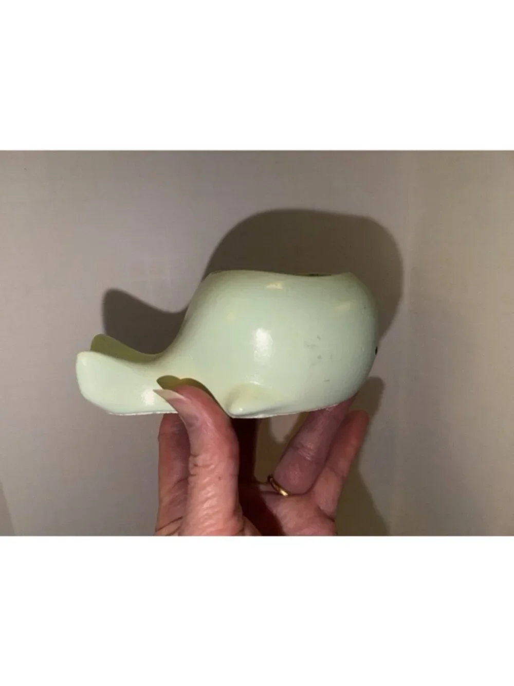 Lt Green Whale Pottery Ceramic Vintage Small Friendly Whale Planter Succulent